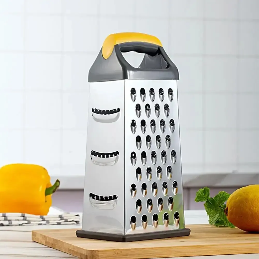 4-Sided Boxed Grater Sturdy Vegetable Peeling Tool Silver Color Multi-face Grater
