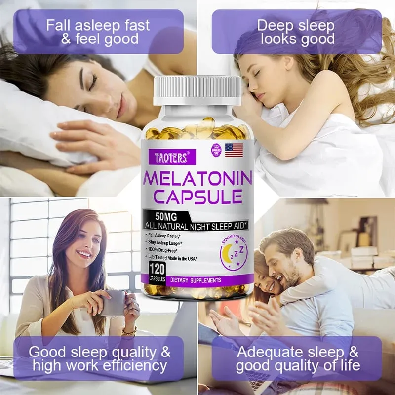 Melatonin Capsules 50mg - Promote Falling Asleep Quickly Calm The Mind Natural Sleep Aid Supplement — image 3
