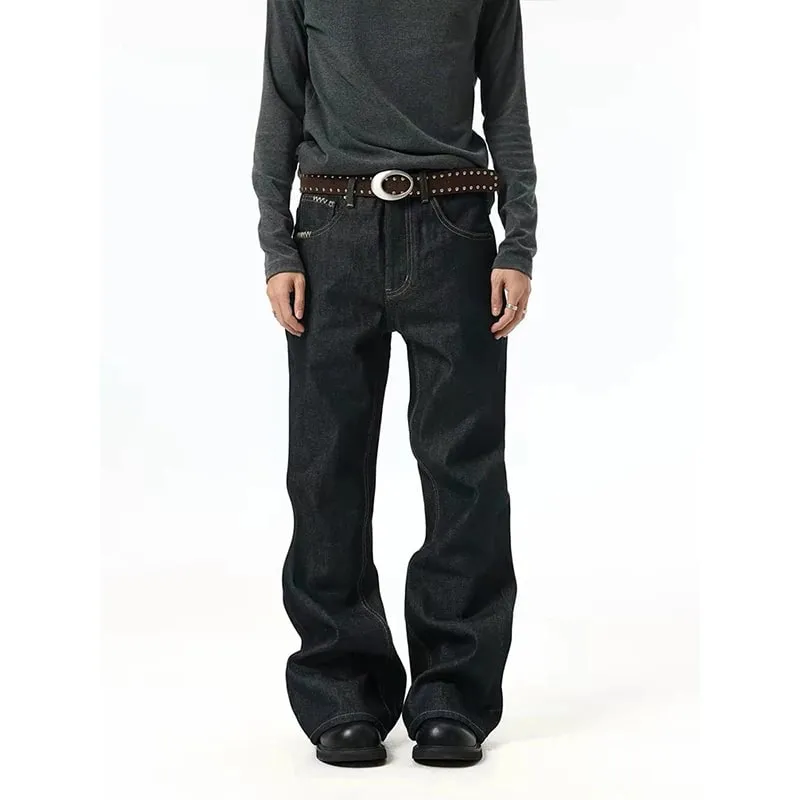 American Retro Distressed Washed Man's Jeans Solid Color Versatile Full Length Straight-leg Pants 2026 Summer New