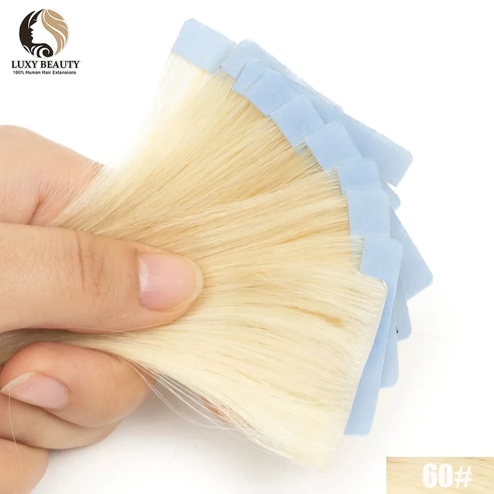 Natural PU Skin Weft Invisible Tape In Human Hair Extensions Double Side Black Blonde Brown Tape Ins Hair Extensions 10pcs/Pack