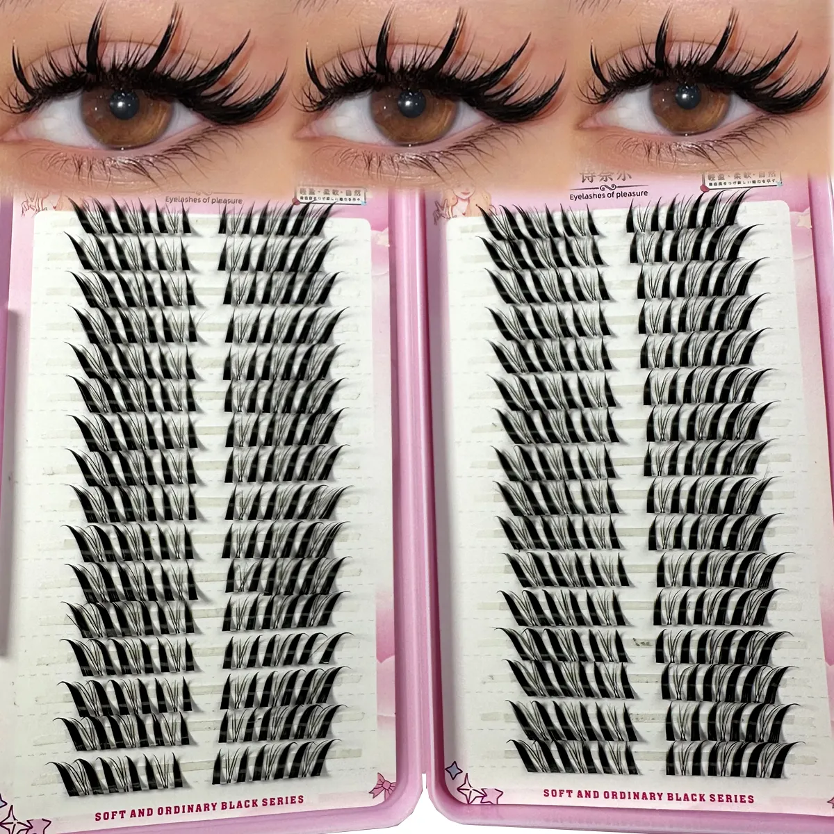 32Rows Fox Eye Manga Cluster Lashes Cat Eye Lashes Individual Lashes Natural Look DIY Eyelash Extension Volume Lash Clusters — image 2