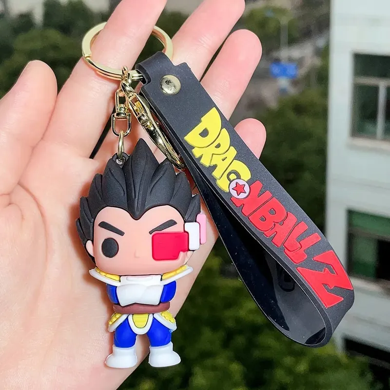 Anime Dragon Ball Keychain PVC Cartoon Cartoon Figure Trunks Son Goku Piccolo Buu Vegeta Figures Key Chain Keyring Bag Decor