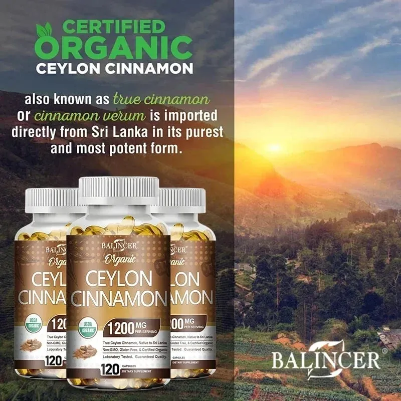 Organic Ceylon Cinnamon Supplement - Antioxidant Immune System Cardiovascular and Gastrointestinal Health Non-GMO Gluten-Free