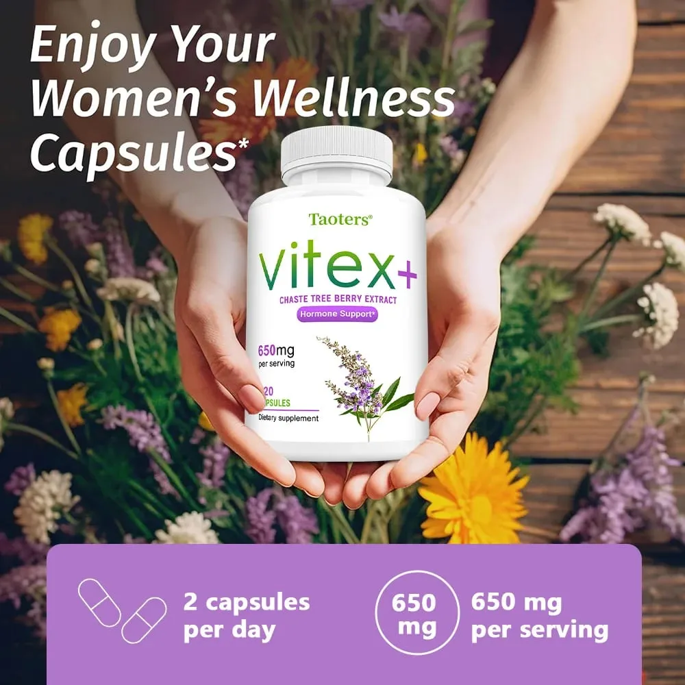 Organic Vitex Chaste Tree Berry Extract Capsules - 650mg Hormone Balance for Women Menopause/PMS Support Mood & Skin Health — image 6