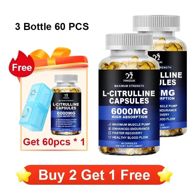 High Strength L-Citrulline Capsules with Gelatin Vitamin E Aid Vasodilation Build Muscle Fullness Quicken Recovery — image 9