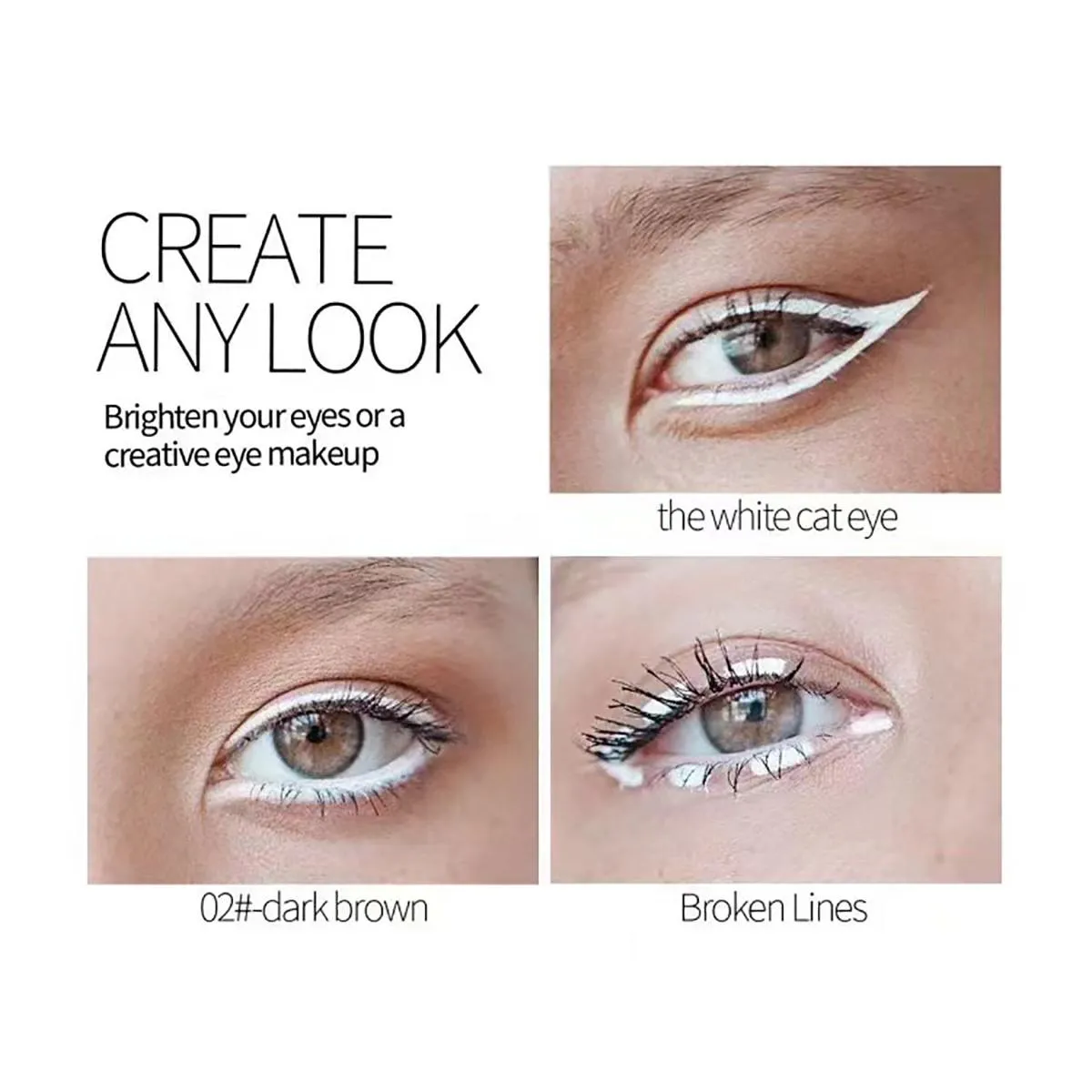 Matte White Wood Eyeliner Eyeshadow Pen Waterproof and Smudge-proof Easy To Use for Beginners Suitable for All Skin Types