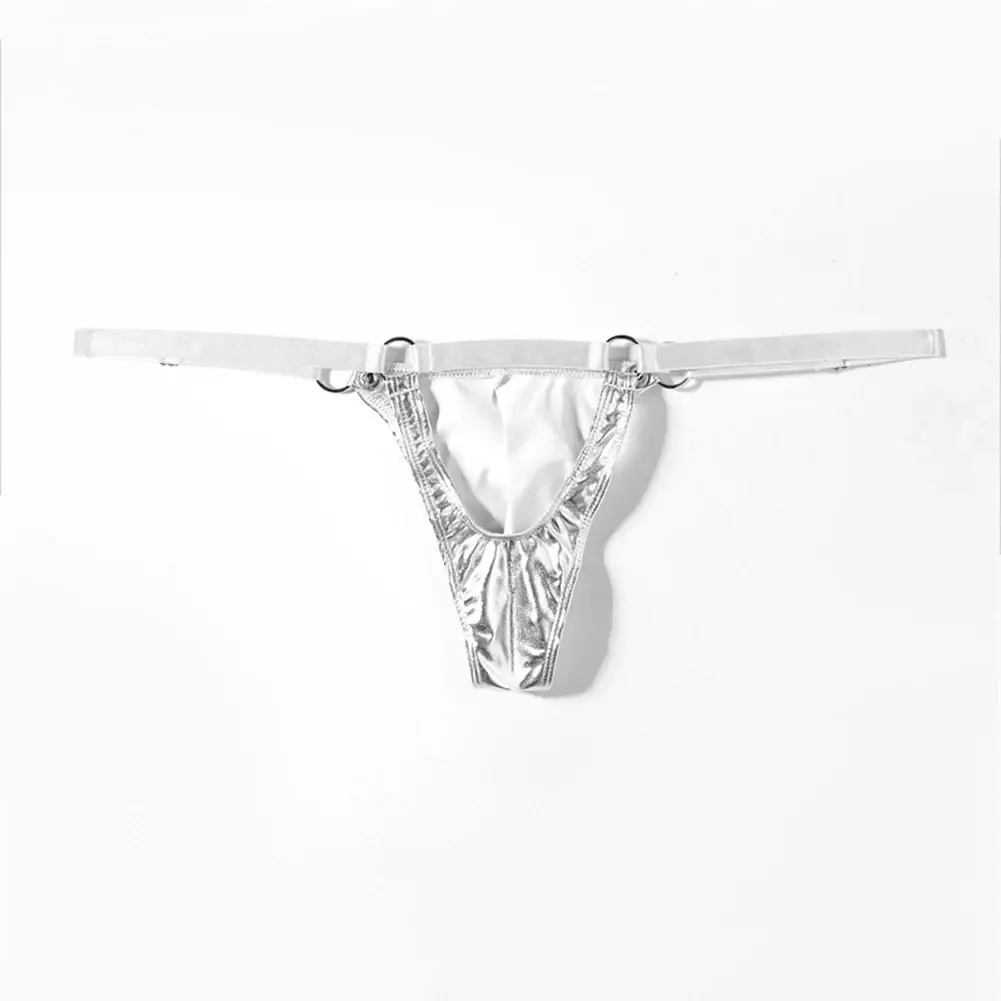 1pc masculino couro de patente g-string sexy tanga v-back baixo anel ascensão t-back bulge bolsa lingerie roupa interior gay sissy quente clubwear