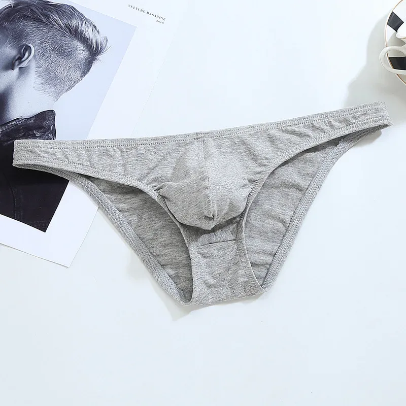 Men's U Convex Pouch Brief Pants for Young Boy Cotton Solid Color Low Waisted Breathable Underwear Sexy Tight Narrow Edged Pants