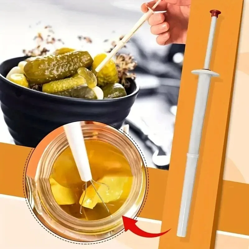 Plastic Pickle Clipper Tool - No Mess Pickle Picker W/ Non-Slip Grip for Jar Pickles Olives Kitchen Gadget Dishwasher Safe