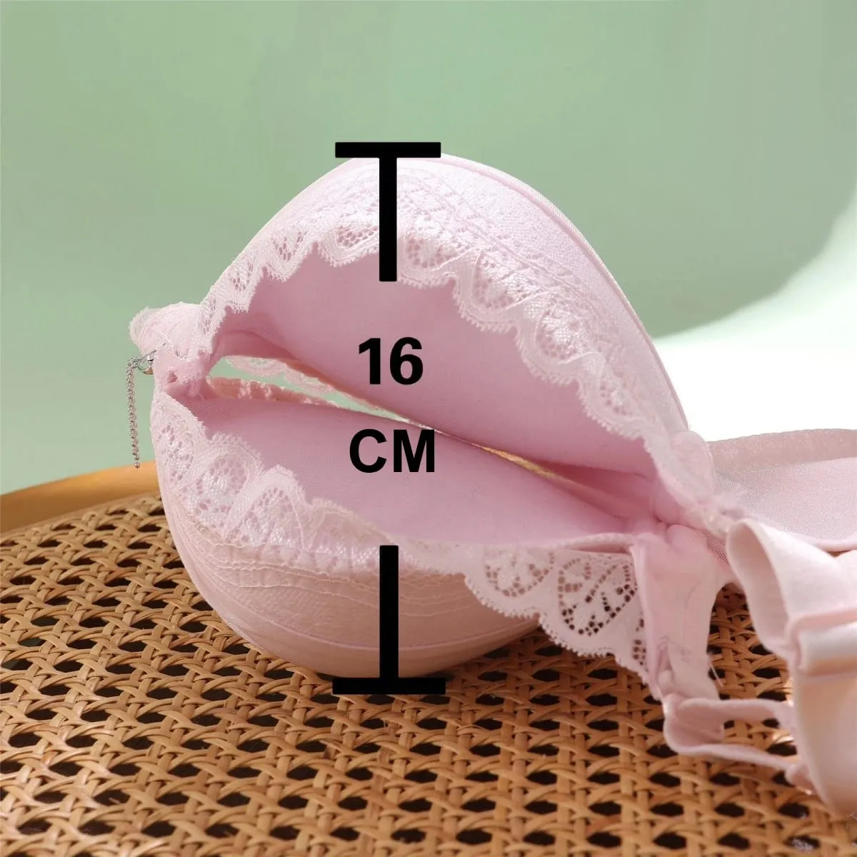 Ultra-Thick Push Up Bra with Side Support 8cm Thick Cups Lace Gathered Lingerie Wireless Full Coverage Bra for A/B Cup