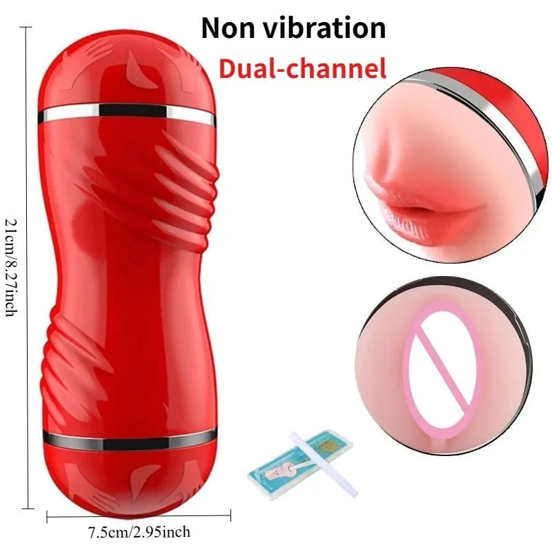 2 IN 1 Realistico Artificiale Della Vagina per Gli Uomini Tazza del Masturbatore Gola Profonda Pompino Massaggiatore Figa Tascabile Pene Erotico Giocattoli Del Sesso Per Adulti