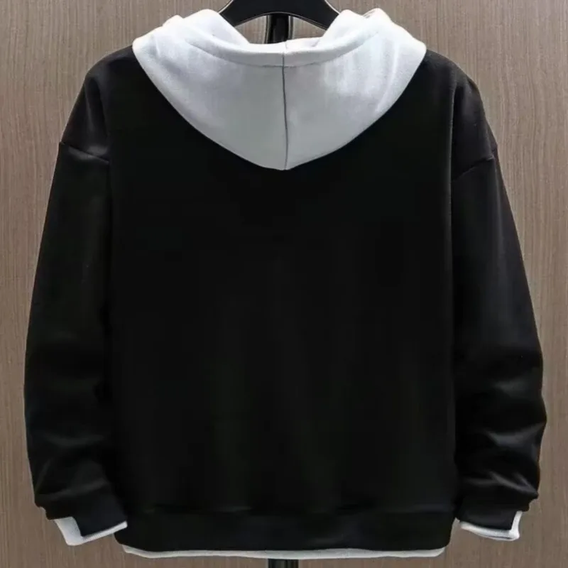 2025 herbst Männer Hoodies High Street Pullover Langarm Patchwork Sweatshirt Männer Mode Streetwear Hoodie Harajuku