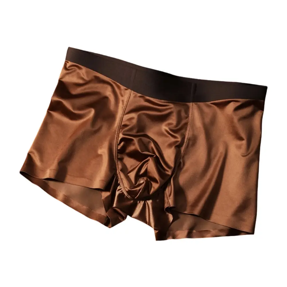 1pc Mens Seamless Boxershorts Breathable Crotch Panties Ice Silk Boxer Shorts Comfortable Satin Men's Underwear Briefs — image 2