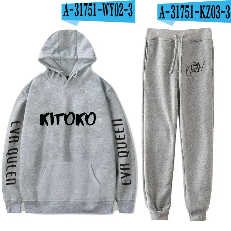 Hip Hop Comfortabel Eva Queen Print Sweatshirt Joggingbroek Pak Hoodies + Broek Pak Jongens/Meisjes 2 Delige Set Kleding