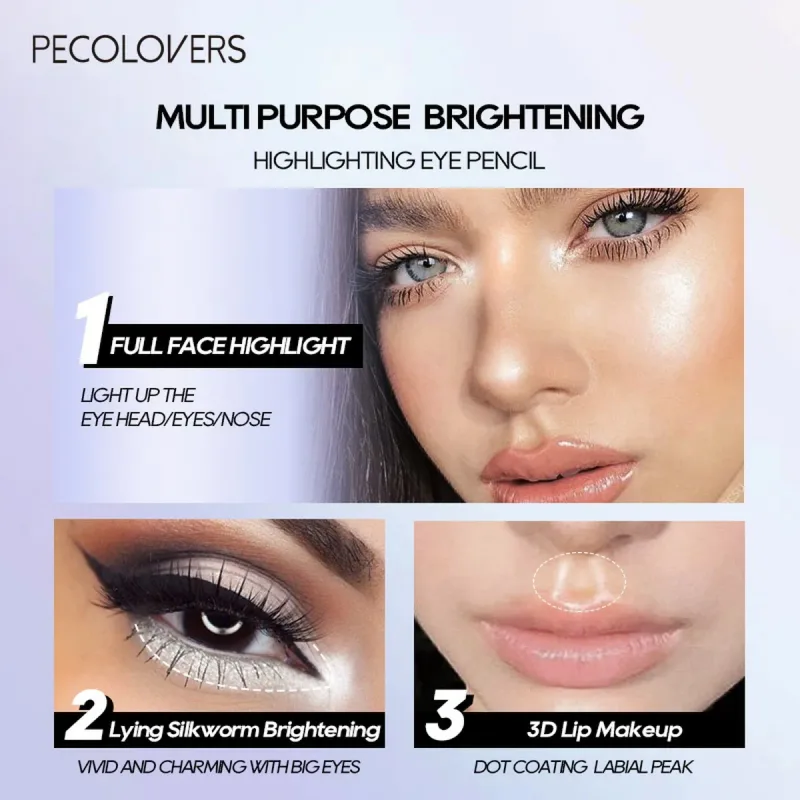 Long-lasting Brightening Highlighter Sparkling Eye Corner Lying Silk Pen Face Highlight and Eye Shadow Pearl White Gliter Pen