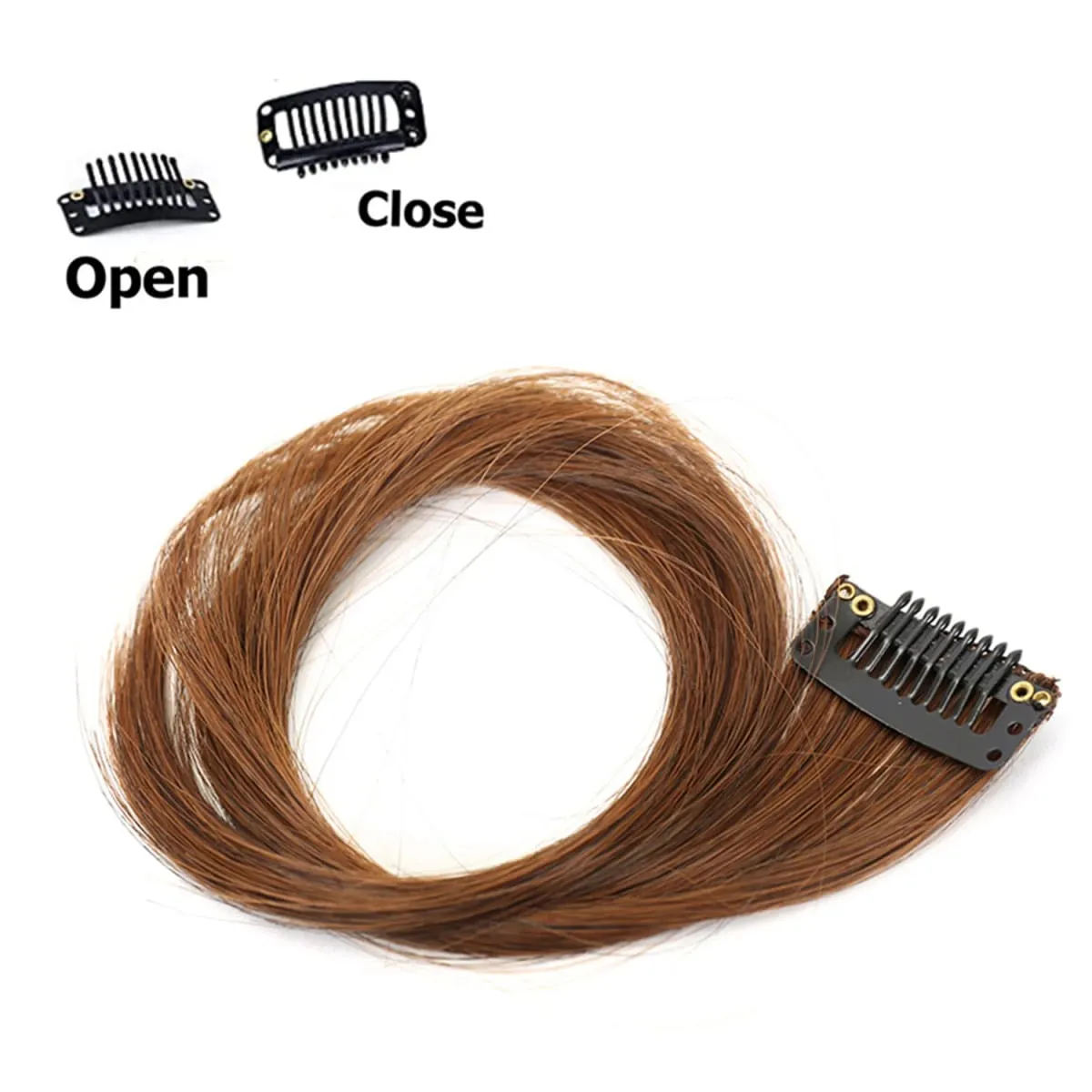 2PC synthetic Bangs Wig Hair Extensions Curly Clip-on Hair Front Side Long Wavy Blone Bangs With Clip Invisible Fringe Fake Hai — image 4