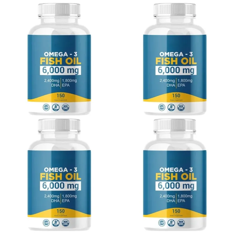 Omega 3 Balık Yağı Softgelleri Yüksek Etkili EPA DHA Yetişkinler için Günlük Takviye Eklem Bağışıklık Sağlığını Destekler 150 Softgel GDO'suz