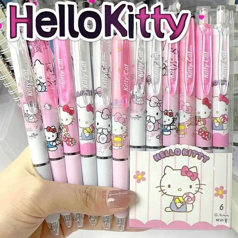6 Pcs/Set Hello Kitty Melody Limited Edition High Quality Gel Pen Cartoon Series Black 0.5mm Student/Office Daily Stationery — image 3