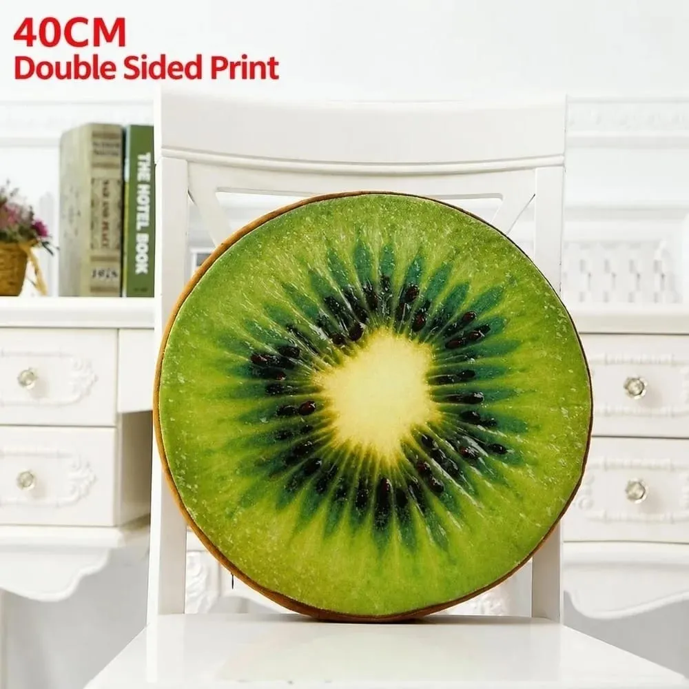 Soft Round Fruit Pillow Simulation Fruit Slice Print Seat Cushion Stuffed Inner Plush Fabric Sofa Cushion Sofa Decor