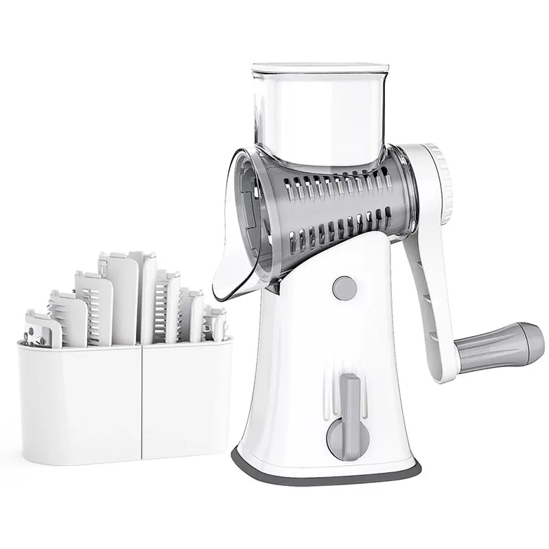 5 in 1 Rotary Cheese Grater Shredder Kitchen Mandoline Vegetable Julienne Slicer Waffle Cutter Nut Chopper JT247