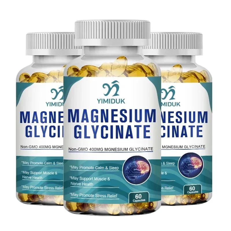 Yimiduk Pure Magnesium Glycinate Supplement with Vitamin B6 for Fights Fatigue Cramps & Heart Health Reduces Anxiety Vegan