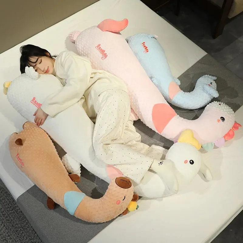 Cuscino lungo per il corpo animale Cuscino morbido in peluche per dormire Cuscino per dormire carino bambola di cartone animato Cuscino per gamba per dormiente laterale Cuscino per letto Decorazioni per la casa regalo — image 2