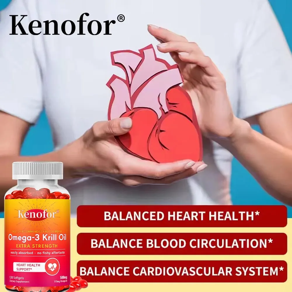 Antarctic Krill Oil 500mg Omega 3 Fatty Acid Supplement High Potency EPA & DHA Krill Oil Astaxanthin Supports Heart Health