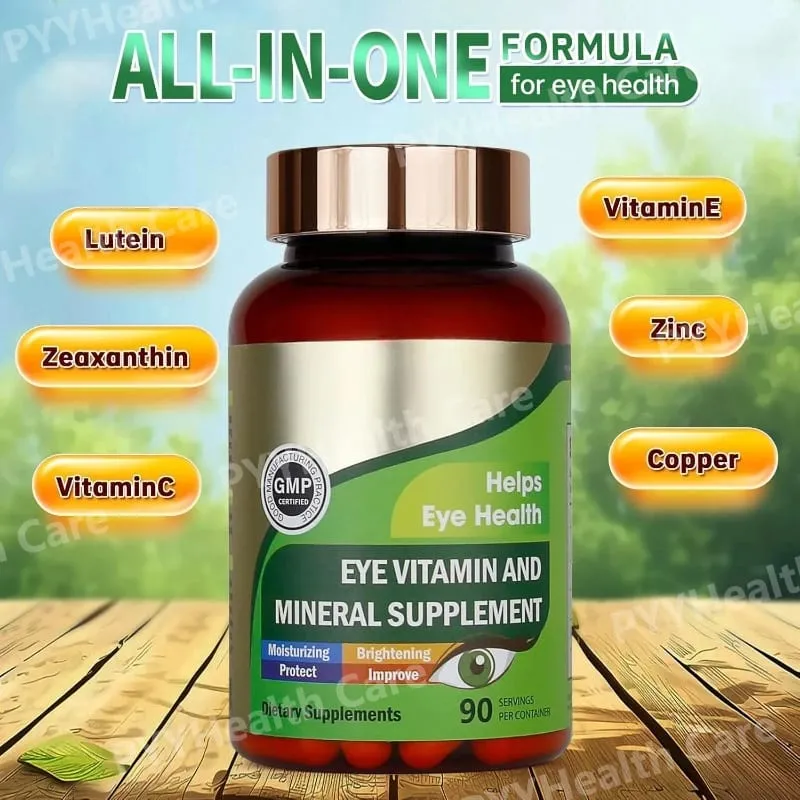 Capsule di vitamine per gli occhi con luteina con zeaxantina e zinco Integratore nutrizionale quotidiano per gli occhi Supporto per la salute degli occhi per adulti Flacone da 90 pezzi