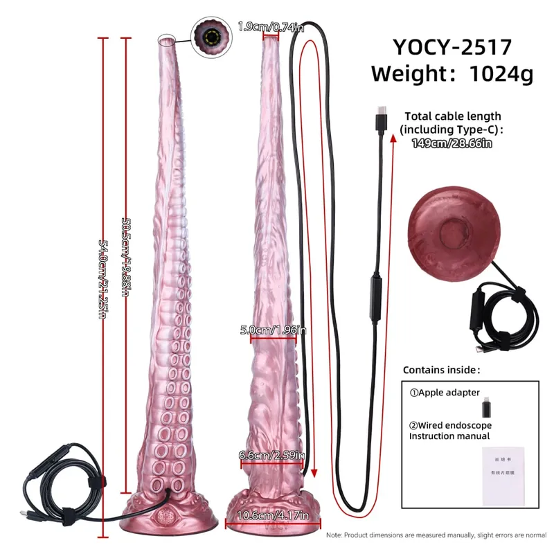 Plugue anal longo de silicone com função de endoscópio inteligente, ponto G, estimulação profunda, brinquedos sexuais, câmera, luz de LED, exploração corporal