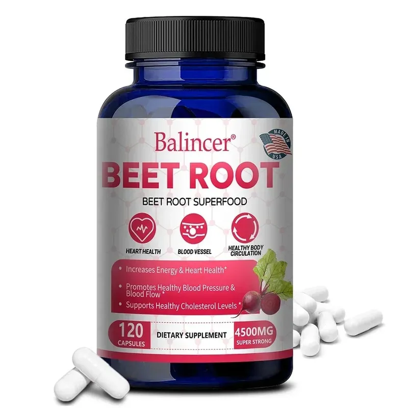 Balincer Organic Beetroot Extract Capsules - Good for Energy and Endurance Blood Circulation Heart Health Supplement