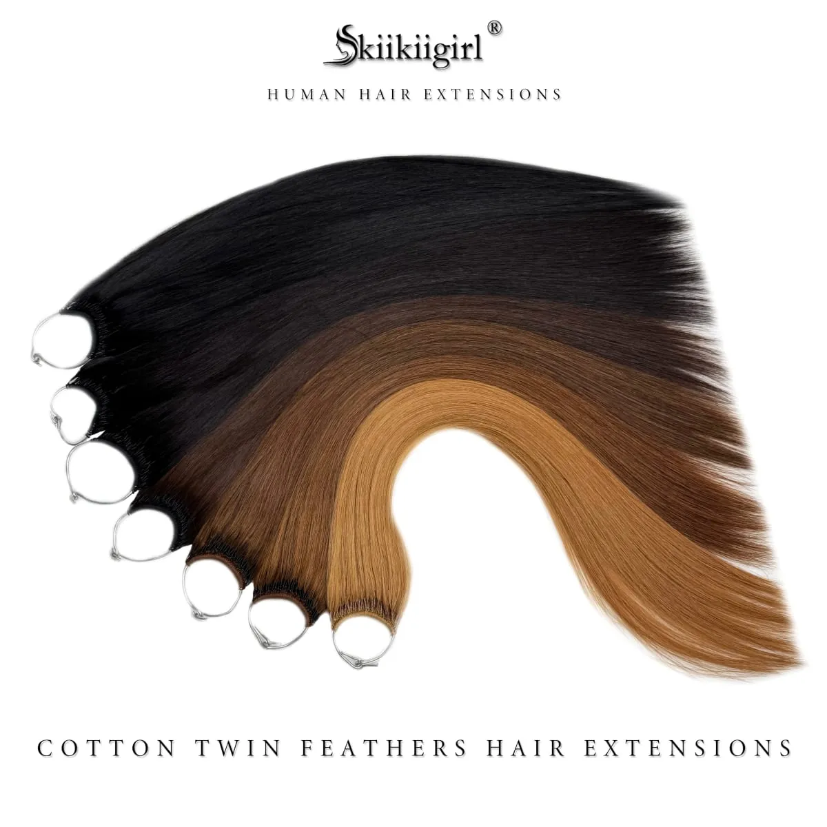 Korean Cotton Hair Extension 100% Human Hair Cotton thread twins tip hair Double Drawn Feathers Hair Extension Natural Color