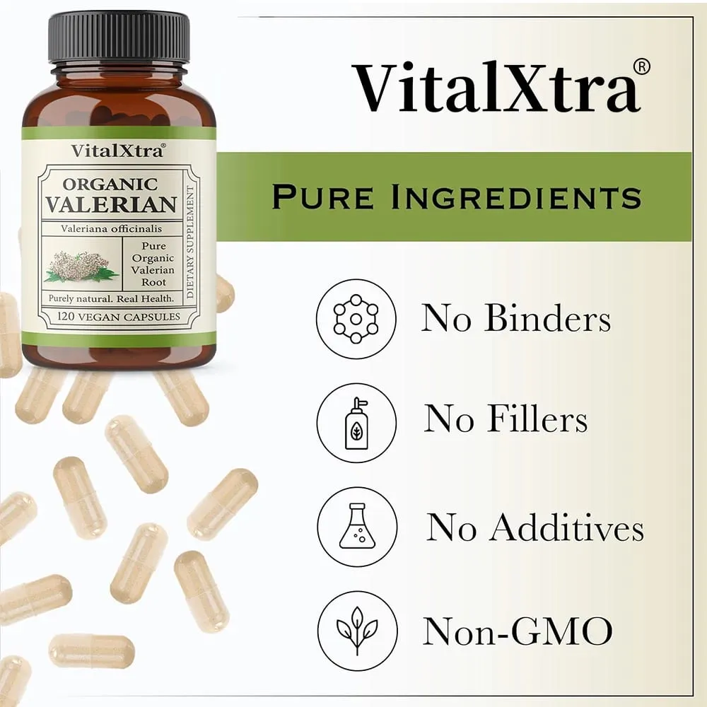 Premium Valerian Root Capsules 450mg Natural Sleep & Relaxation Support Relieves Stress Vegan Non-GMO for Men & Women