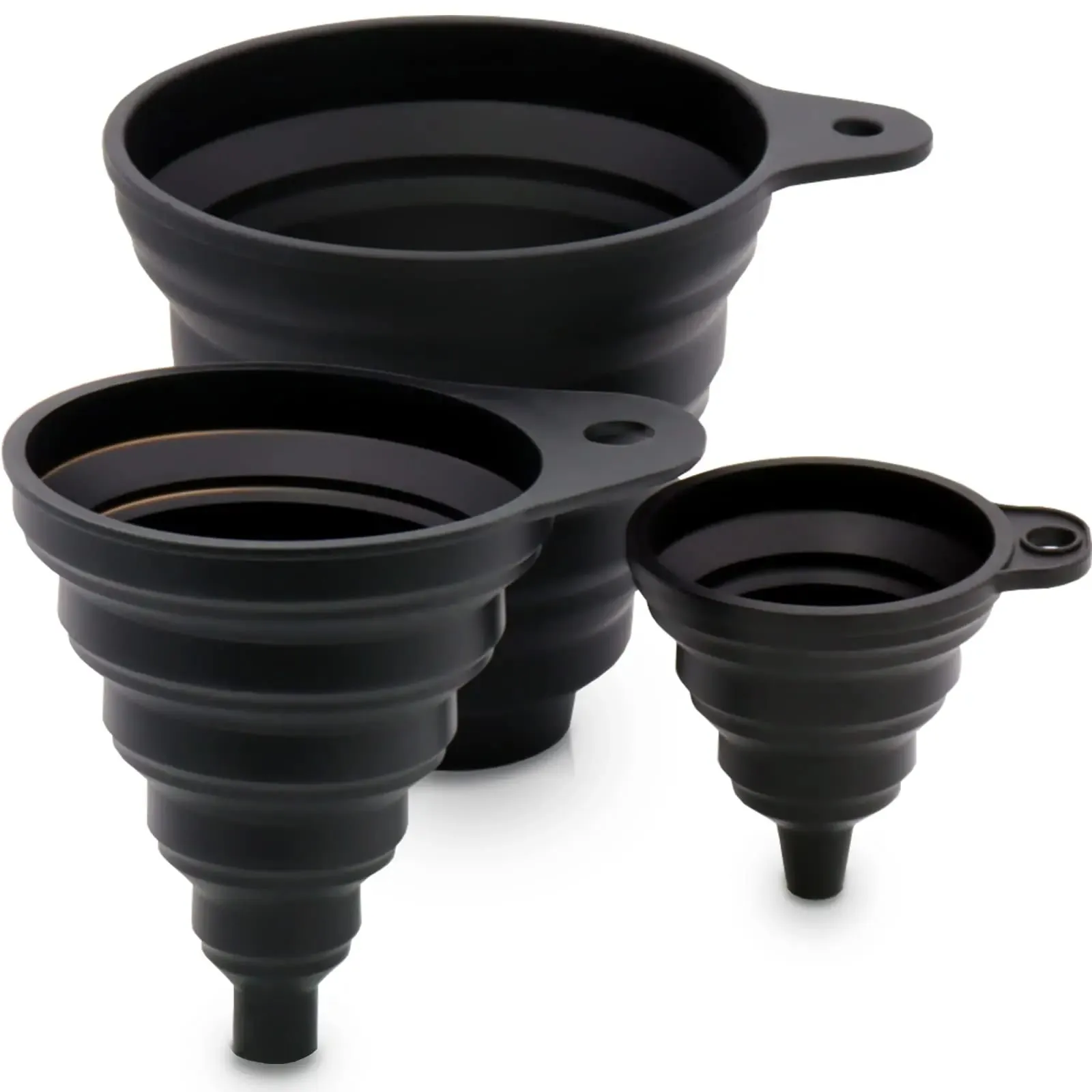Silicone Funnels For Kitchen Use Filling Bottles Liquid Powder Transfer (3 Pcs ) 1 Mini/1 Small/1 Wide Mouth Funnel Set