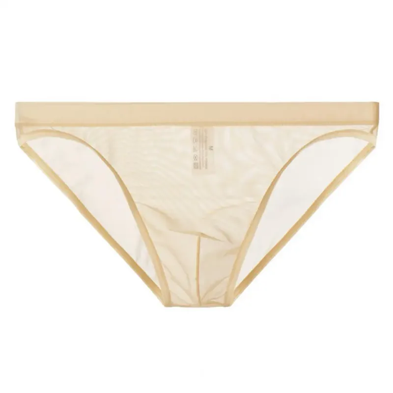 Men Seamless Ice Silk Briefs Low-rise Ultra-Thin See-through Panties Solid Color Quick Drying Underwear
