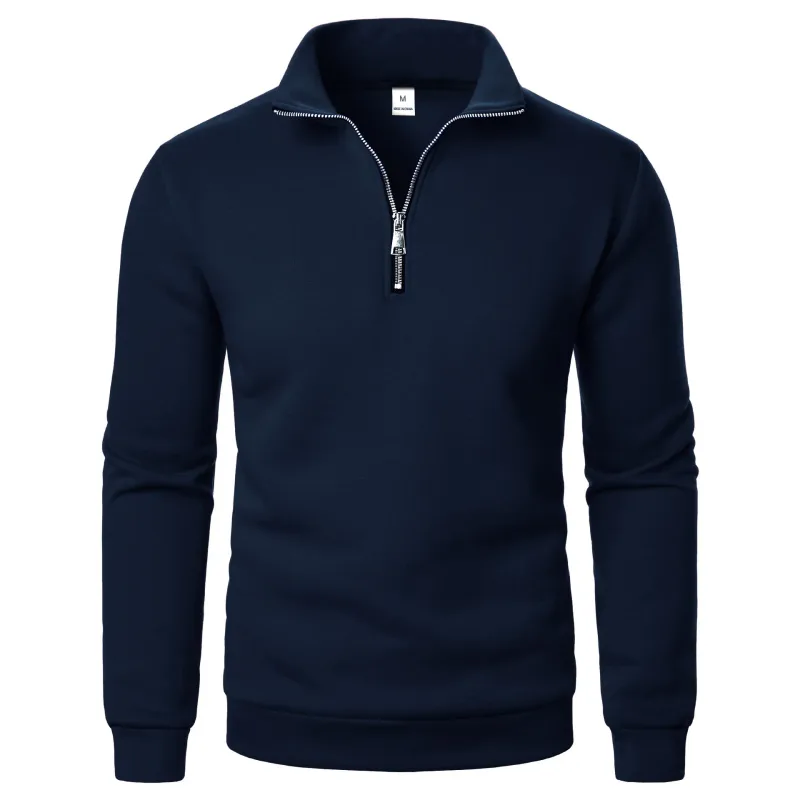 Sweat à capuche à col montant pour homme, décontracté, demi-fermeture éclair, tendance, simple et ample, surdimensionné, en polaire, nouvelle collection printemps et automne