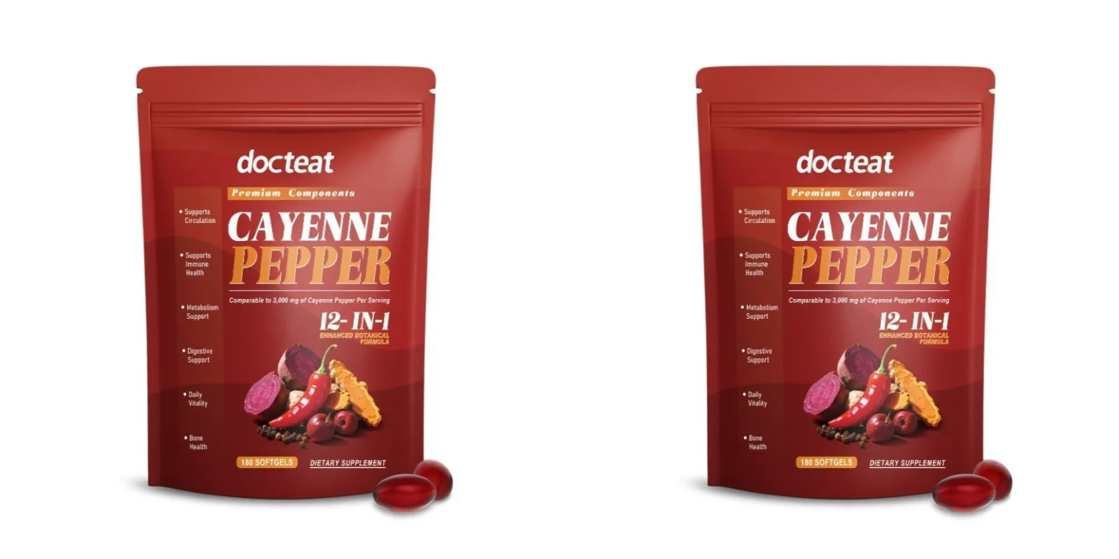 Cayenne Pepper Extract Botanical Formula Supports Circulation Immune Health &Daily Vitality180 Softgels Dietary Supplement — image 9