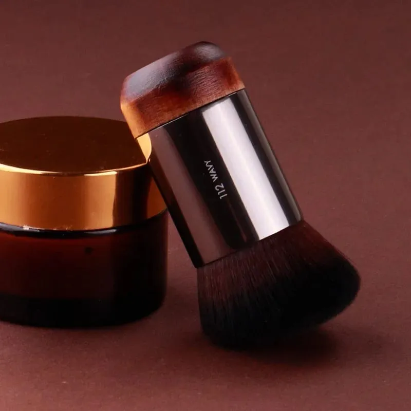 1 kus #112 Přenosný úhlový plochý štětec na make-up Přírodní dřevo Leštící podkladový kryt Profesionální štětce na make-up — image 4