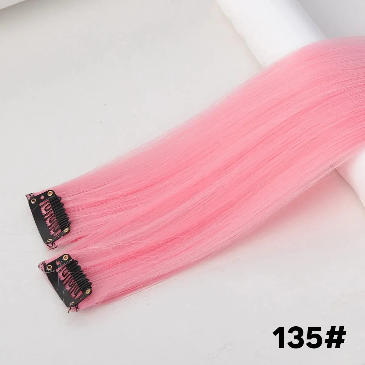 2PCS synthetic color hair extension piece wig women's highlighting clip hair heat-resistant wig piece long straight hair