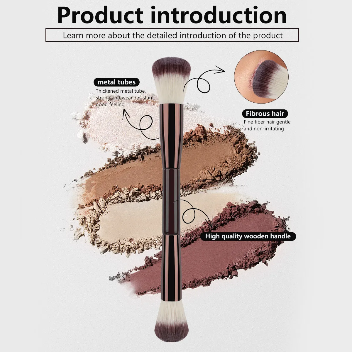 7PCS Makeup Brushes Set Double Head Foundation Brush Face Contour Sculpting Makeup Tool Soft Fluffy Loose Powder Brush