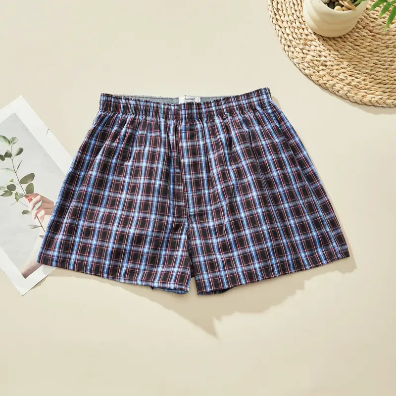 Random 4PCS Men's Fashion Arrow Shorts Home Shorts Men's Underwear Comfortable Breathable Plaid Underwear