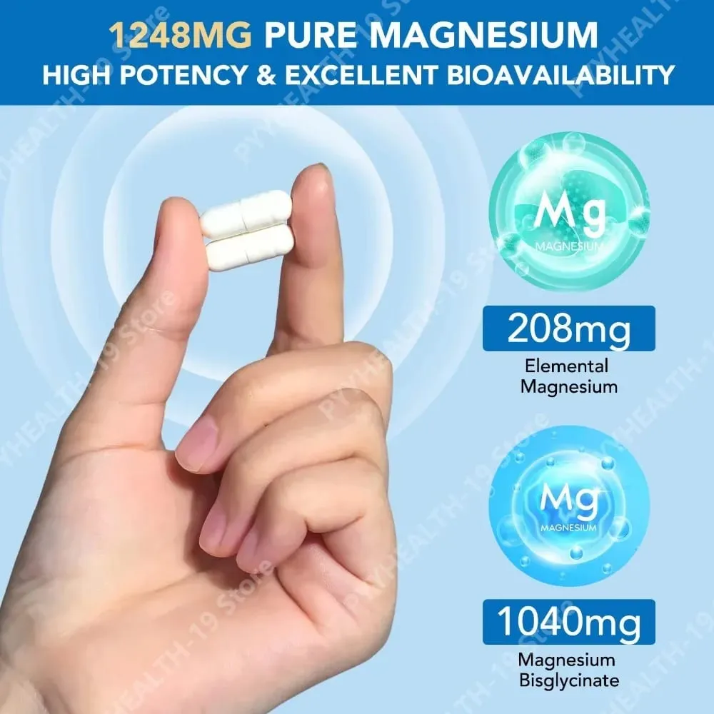 Cápsulas de glicinato de magnésio com 208mg de bisglicinato elementar para suporte ósseo, muscular e nervoso saudável, adultos 120 cápsulas — image 7