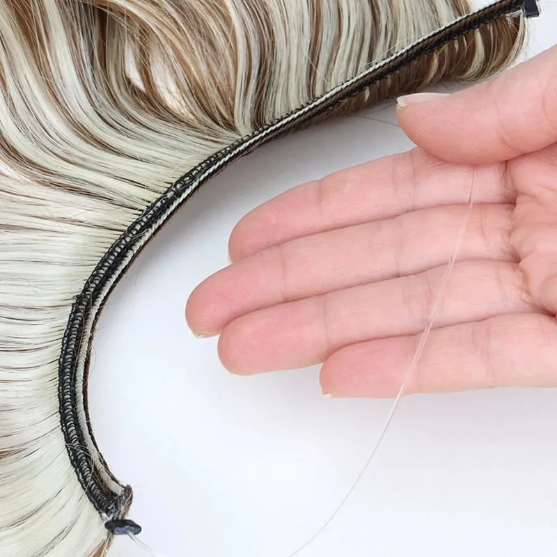 18Inch Synthetic Long Wavy Curly Halo Hair Invisible Fish Line Hair Extensions Heat Resistant Fiber Hairpiece For Women — image 4