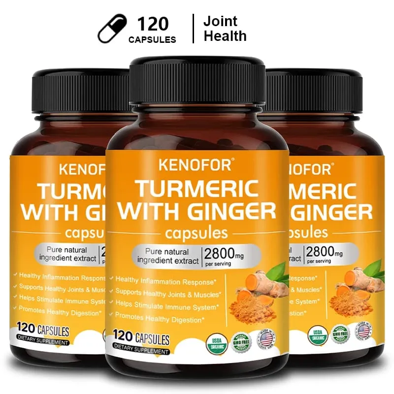 Turmeric Curcumin Capsules 1600mg with Ginger & MSM Antioxidant Support Joint Comfort Heart Cognitive & Digestive Wellness