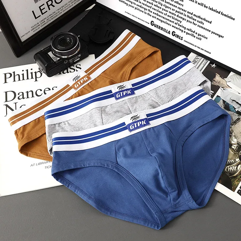 [Bloom the love] Marca 3 pezzi slip in cotone da uomo intimo nuovi slip da uomo Cuecas Masculina Homme uomo boxer taglia M-3XL E099-HR