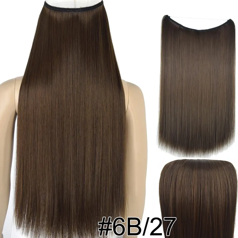 Synthetic Heat Resistant Hair Silky Straight Elasticity Invisible Wire Hair Extensions 8006