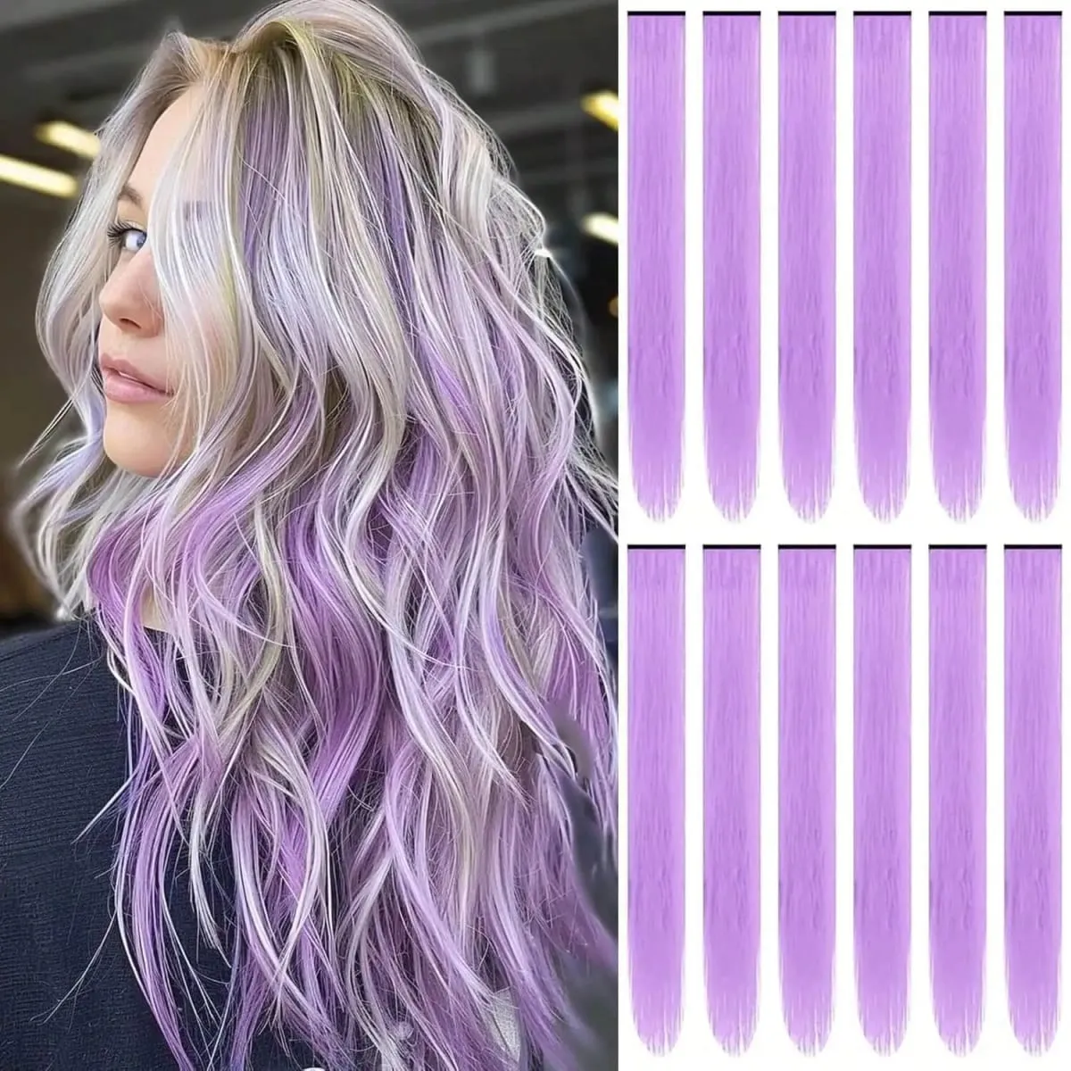 5PCS Gerade Clip In Haarverlängerungen Synthetische Highlight Clip Auf Haarteile Mode Haar Für Frauen Täglichen Party Cosplay — image 11