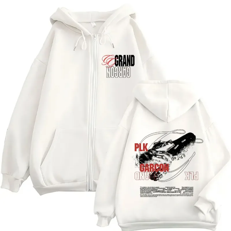 Rapper PLK Grand Garçon 2026 Album Tour Zipper Hoodies Men Women Clothing Fashion Zip Up Fleece Hooded Sweatshirts Jacket Coats