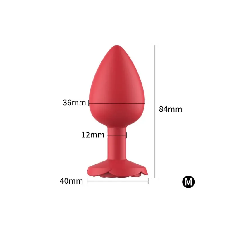 Silicone Rose Anal Plug 3 Size Red Butt Plug Beginner to Expert G-Point Massage Sexual Wellness Adult Pleasure Sex Toy