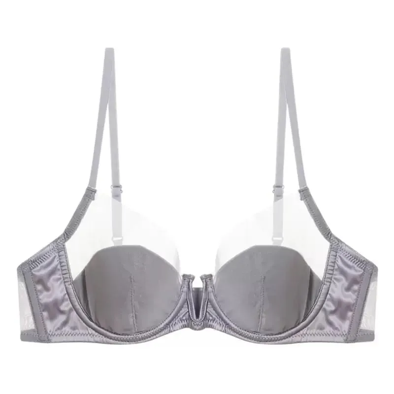 French Mesh Sexy Smooth Underwear Push-up Thin Cup Bra Soft Underwire Bra