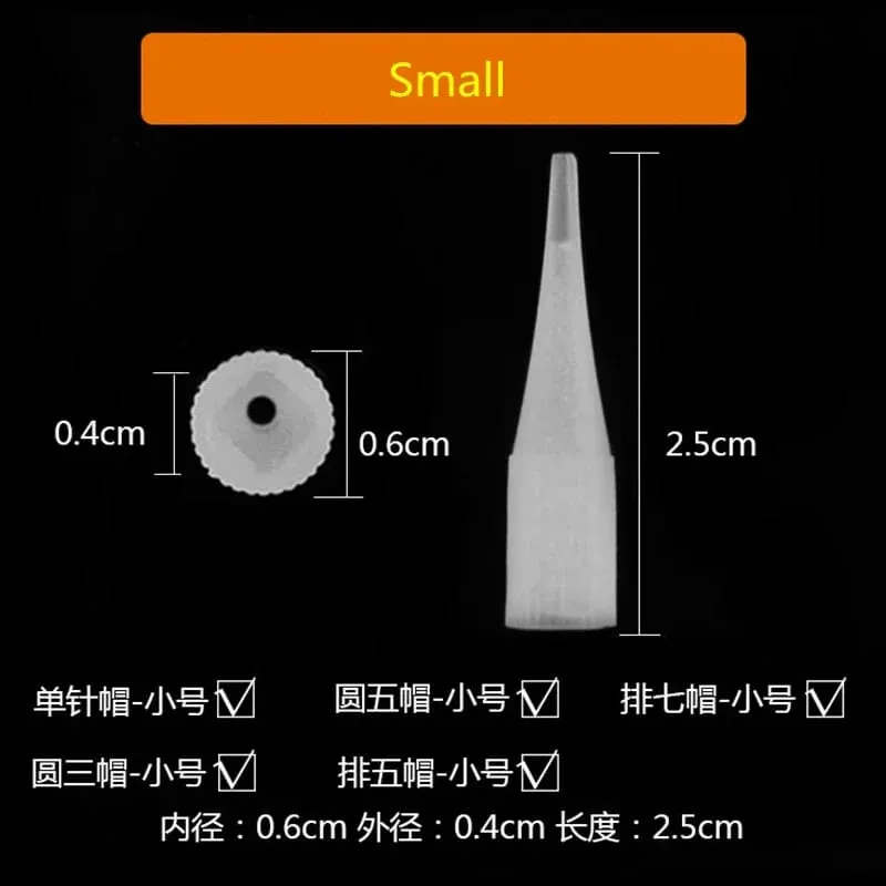 100Pcs Microblading Tattoo Needle Tips Nozzle Caps for Eyebrow Lip Eyeline Permanent Makeup Tattoo Machine Gun